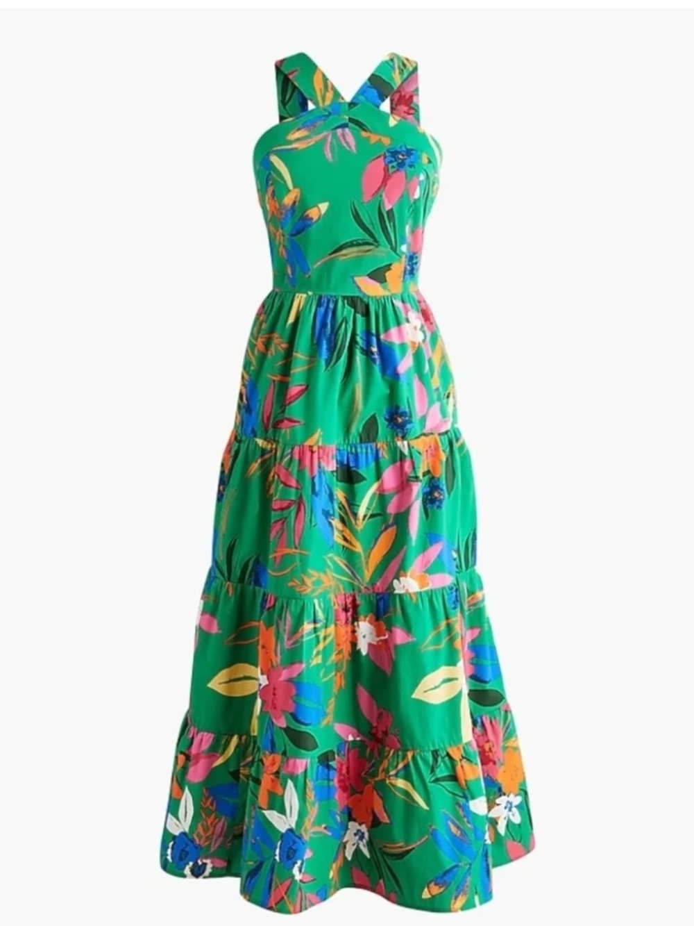 Printed Tiered Halter Midi Dress (Size 18) NWT